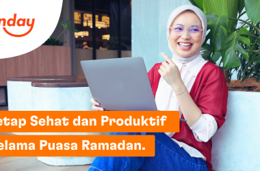 Ilustrasi pekerja tetap produktif saat puasa Ramadan dengan menjaga kesehatan dan energi.